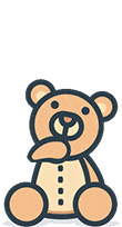 Illustration of a brown cuddly toy bear sat down thinking with a speech bubble appearing above the head